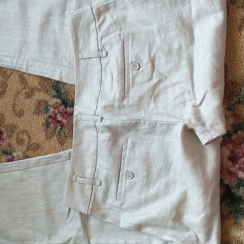 Cynthia Rowley linen blend ankle cropped pants trousers stone tan size 4 - Picture 5 of 5